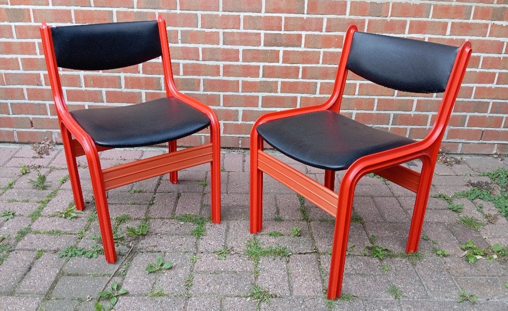2 CHAISES SPACE AGE CASTILIA, 1960, Maison & Meubles, Chaises, Rouge, Bois, Deux, Enlèvement