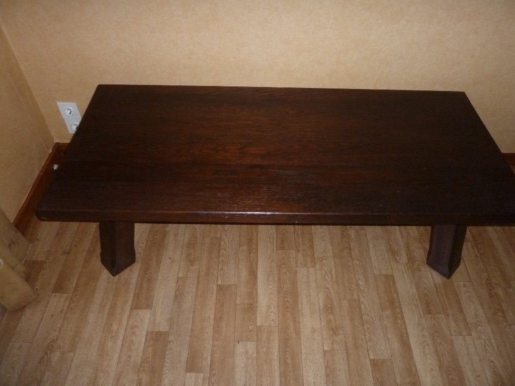 Mooie dikke vol houten salontafel, Ophalen, Zo goed als nieuw