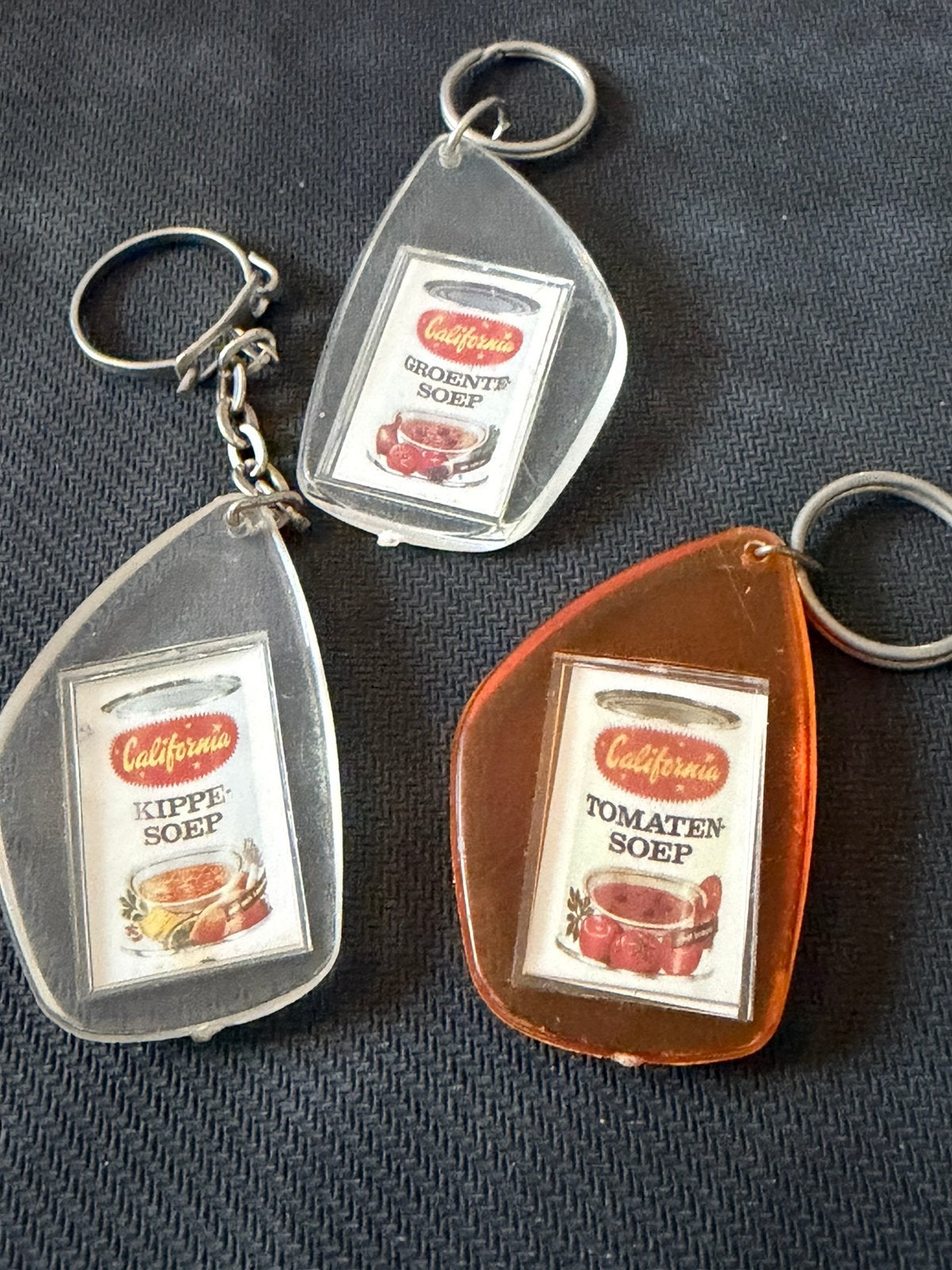 RARE- Vintage California soepen sleutelhangers -Jaren 60/70, Verzenden, Zo goed als nieuw