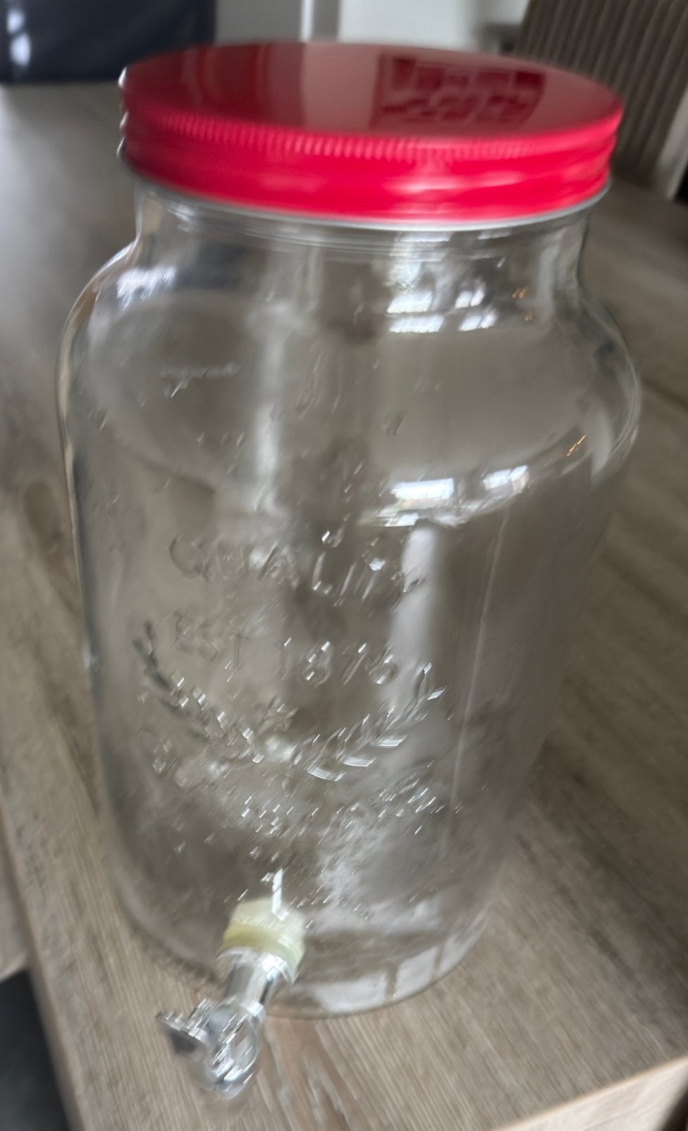 Distributeur de boissons en verre, Enlèvement, Comme neuf, Verre