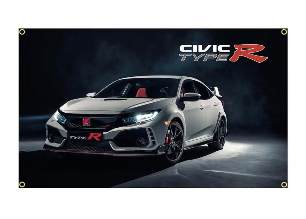 Honda Civic FK8 Type R vlag 90 cm x 60 cm, Ophalen of Verzenden