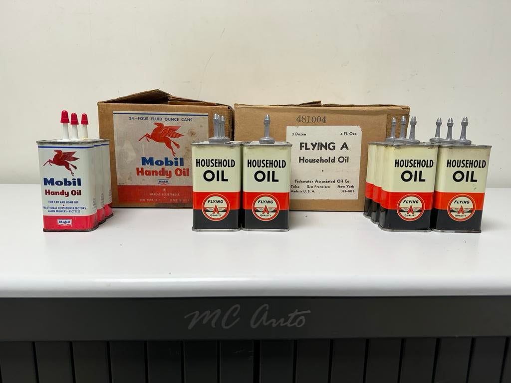 Flying A & Mobil oil Handy oils NOS ️, Verzamelen, Merken en Reclamevoorwerpen, Gebruikt, Verpakking, Ophalen of Verzenden