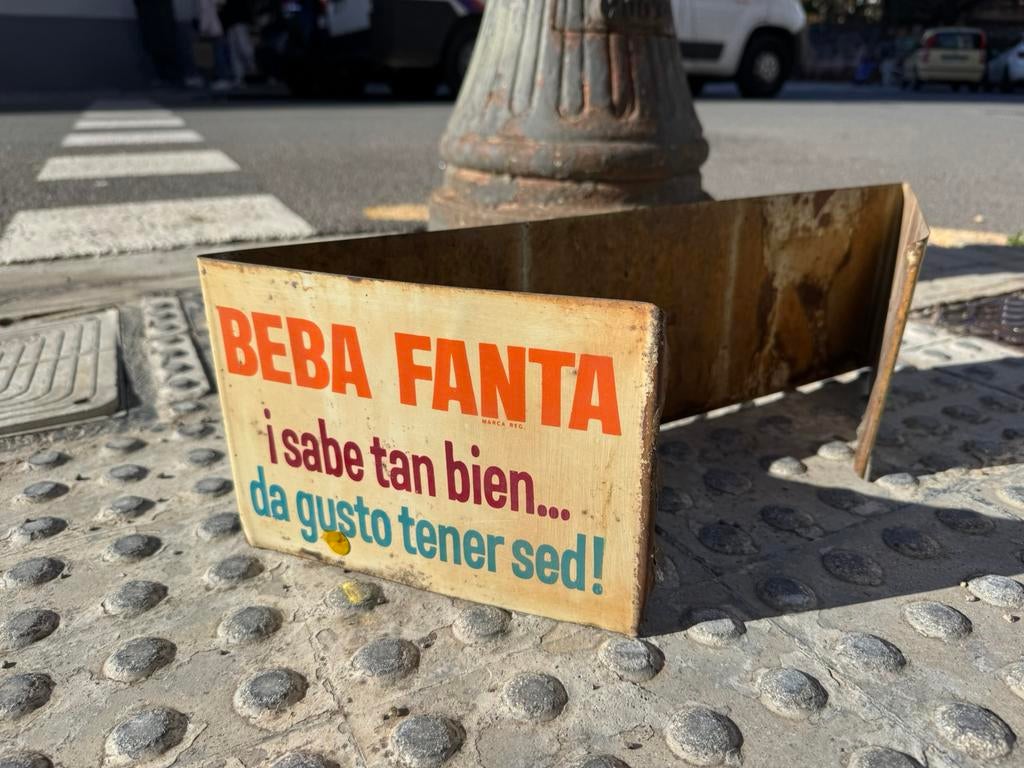 Ancien panneau publicitaire FANTA, Collections, Enlèvement ou Envoi, Utilisé, Panneau publicitaire