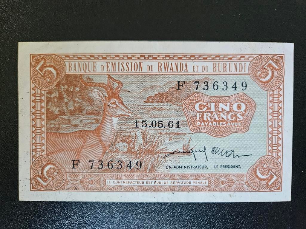 Rwanda et du Burundi pick 1a 1961, Postzegels en Munten, Ophalen of Verzenden, Burundi, Los biljet
