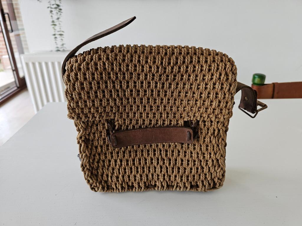 Oude raffia schoudertas, Ophalen of Verzenden