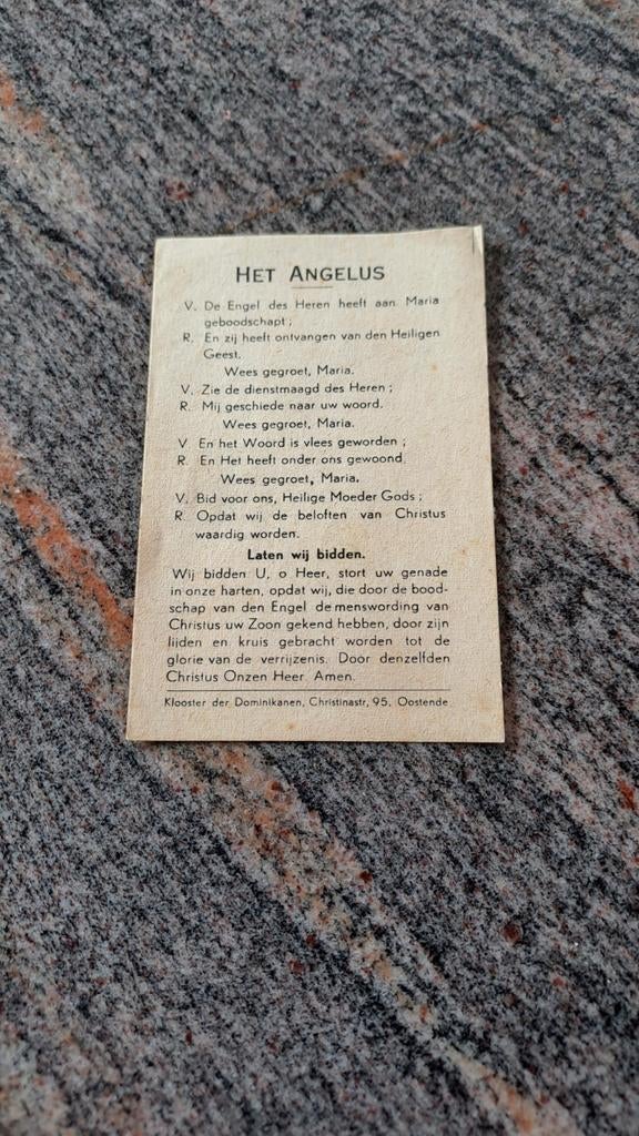 Bidprentje 'Het Angelus', Ophalen, Bidprentje