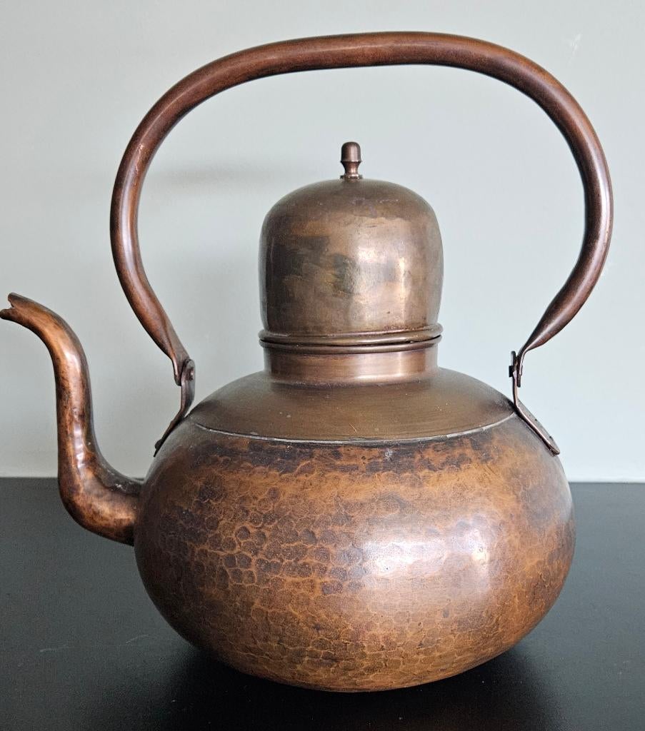 antieke koperen ketel met deksel, Ophalen, Koper