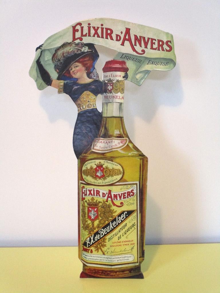 Retro reclamedisplay Elixir d'Anvers, Verzamelen, Merken en Reclamevoorwerpen, Zo goed als nieuw, Reclamebord, Ophalen of Verzenden
