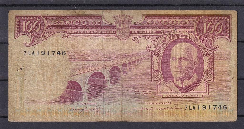 Angola 100 escudos 1962 Fine, Ophalen of Verzenden, Overige landen, Los biljet