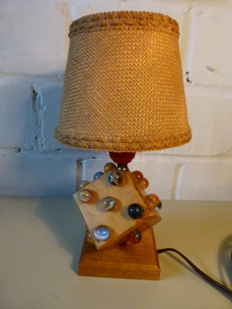 vintage tafellamp dobbelsteen knikkers 50er jaren, Ophalen, Huis en Inrichting
