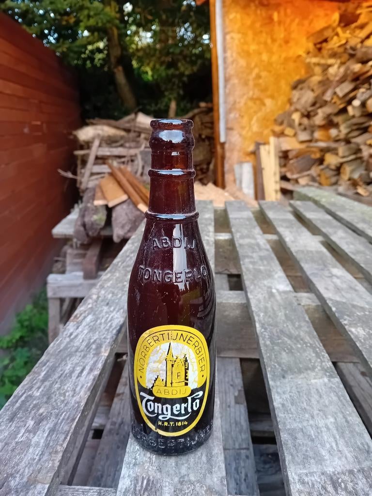 Oude vintage bierfles brouwerij Tongerlo uit Tongeren, Enlèvement ou Envoi, Utilisé
