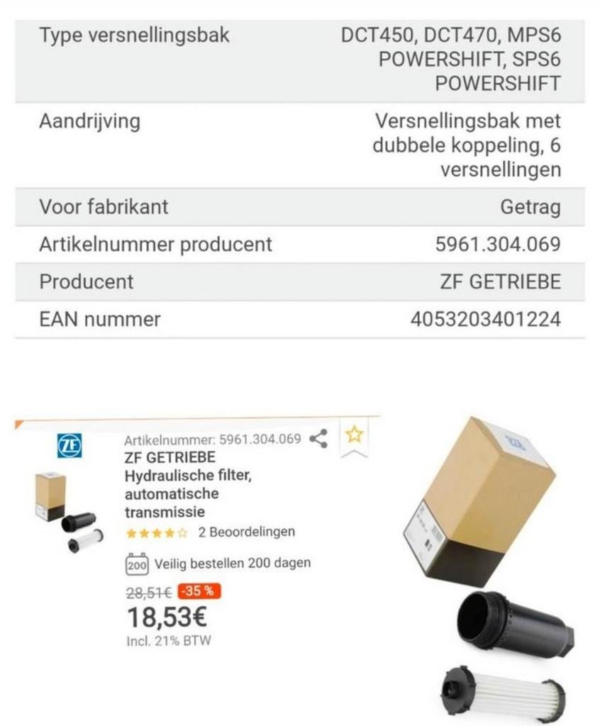 Filtre : boîte de vitesses Powershift Ford/Volvo, Enlèvement ou Envoi, Neuf, Volvo