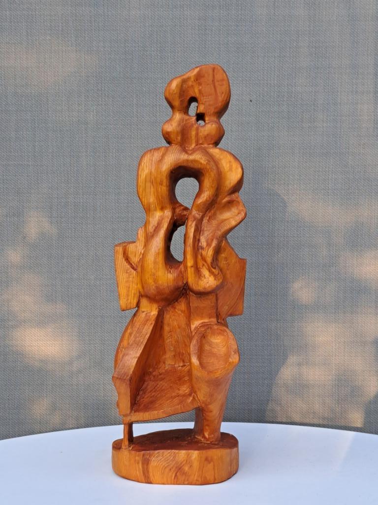 Vintage post modern sculptuur in hout  naar Archipenko, Antiek en Kunst, Ophalen of Verzenden