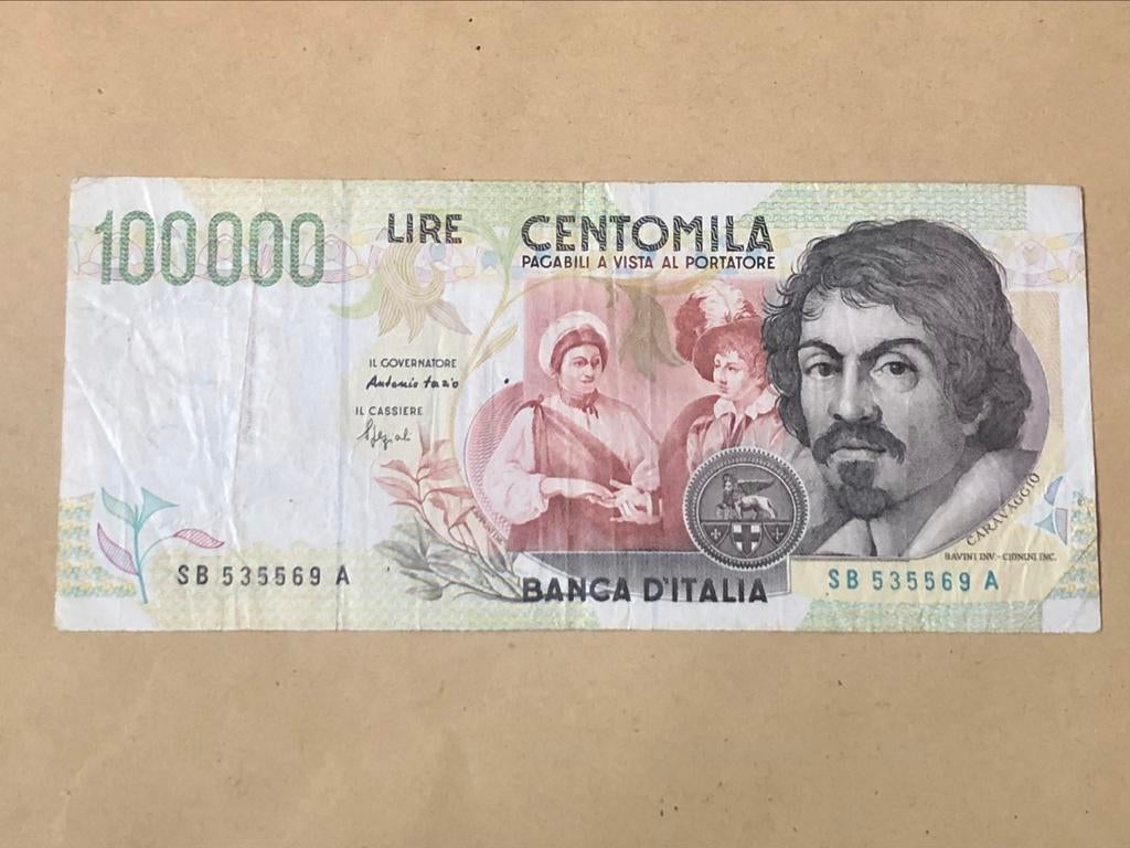 Italie  100000 lires Caravaggio, Enlèvement ou Envoi, Italie, Billets en vrac