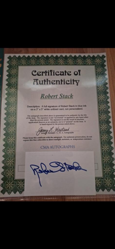 Authentique autographe de ROBERT STACK, Enlèvement ou Envoi, Signé