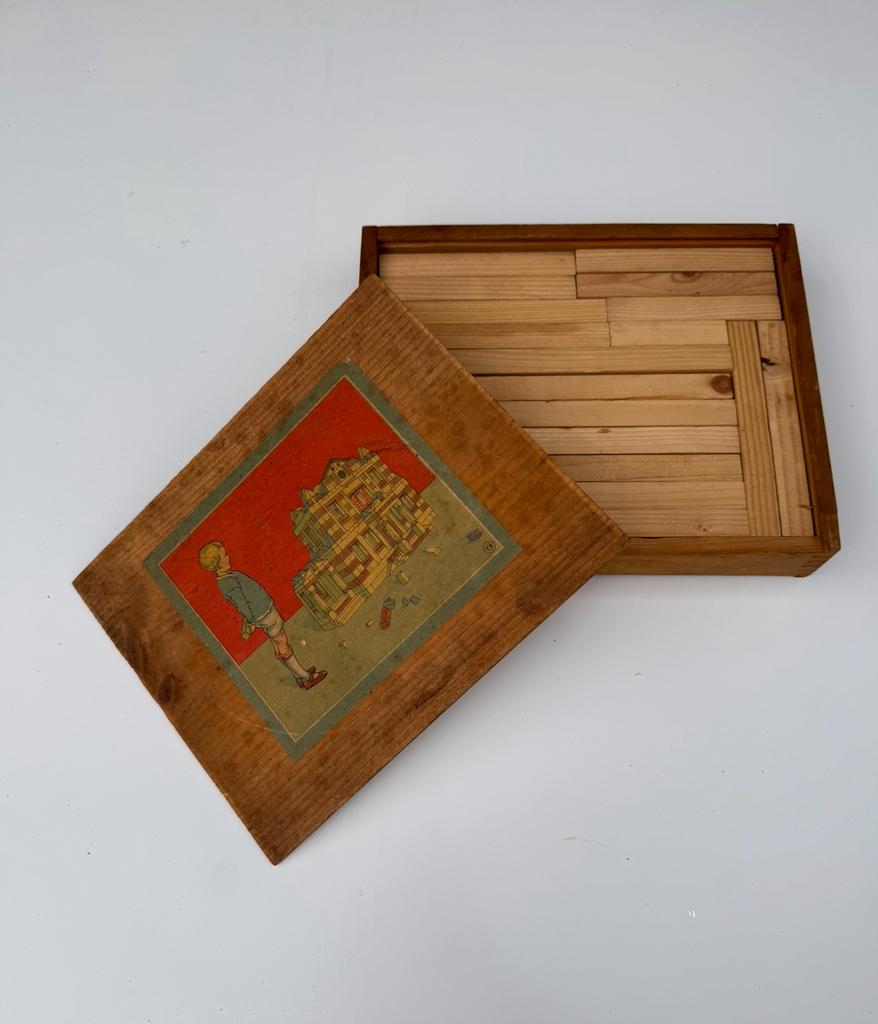 Antieke  blokkendoos hout kinderspeelgoed, Antiek en Kunst, Ophalen