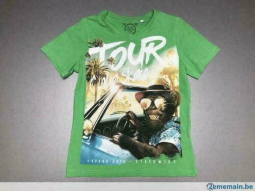 Tee-shirt vert Skate Nation - Taille 7/8 ans, Garçon, Enlèvement ou Envoi, Chemise ou À manches longues, Comme neuf