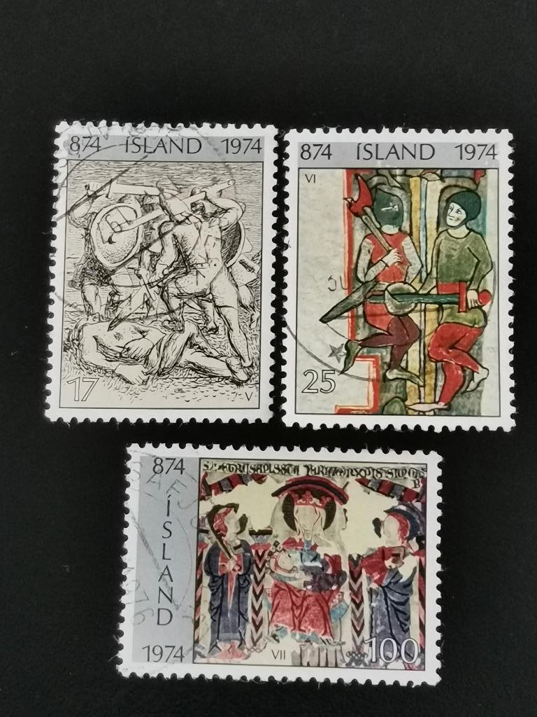 Ijsland 1974 - 1100 jaar nederzetting in IJsland  - kunst, Ophalen of Verzenden, IJsland, Gestempeld