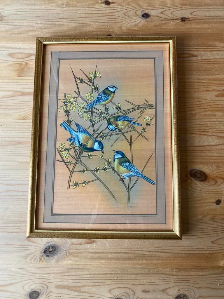 Ingelijste tekening van vogels, Huis en Inrichting, Ophalen, Zo goed als nieuw, Hout