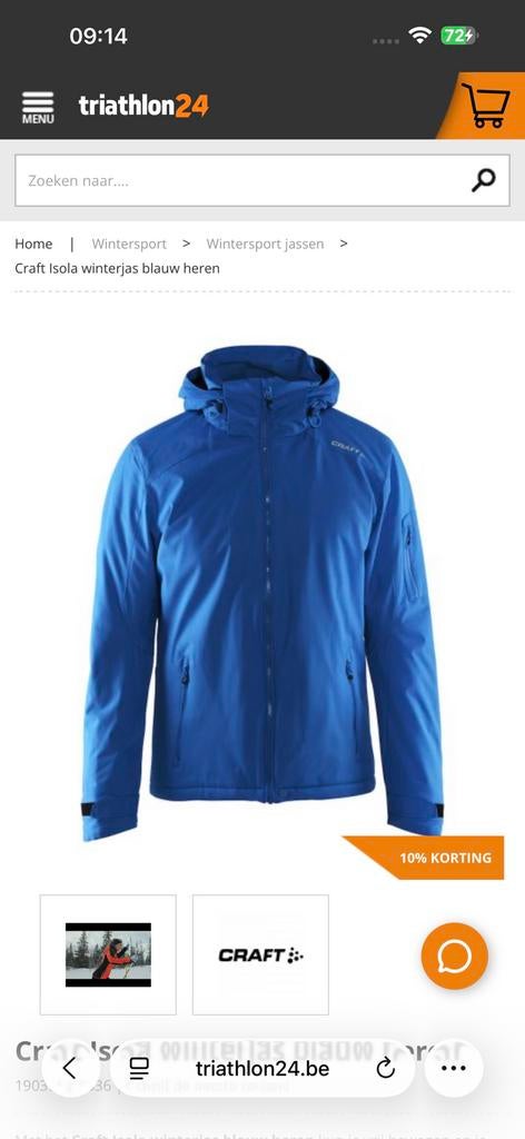 Craft ski jas - sport jas - werkjas, Ophalen of Verzenden, Nieuw, Maat 56/58 (XL), Blauw
