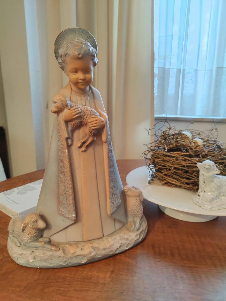 Ancienne statue en plâtre ange et moutons, Collections, Enlèvement, Utilisé