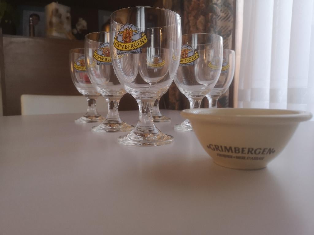 Drinkglazen - 6 glazen Grimbergen met aperopotje, Ophalen of Verzenden
