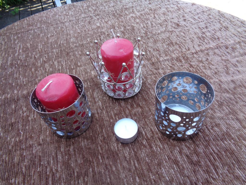3 bougeoirs IKEA en métal argenté, Moins de 25 cm, Autres couleurs, Comme neuf, Enlèvement