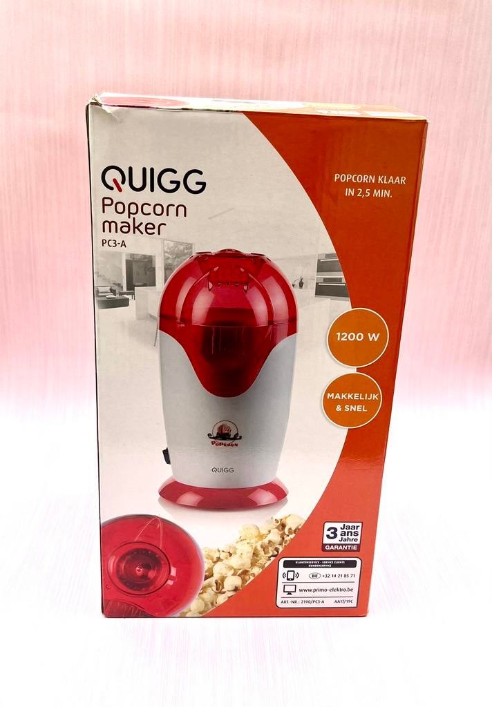 Quigg Popcornmachine - Popcorn in 2,5 min, Elektronische apparatuur, Ophalen of Verzenden, Zo goed als nieuw