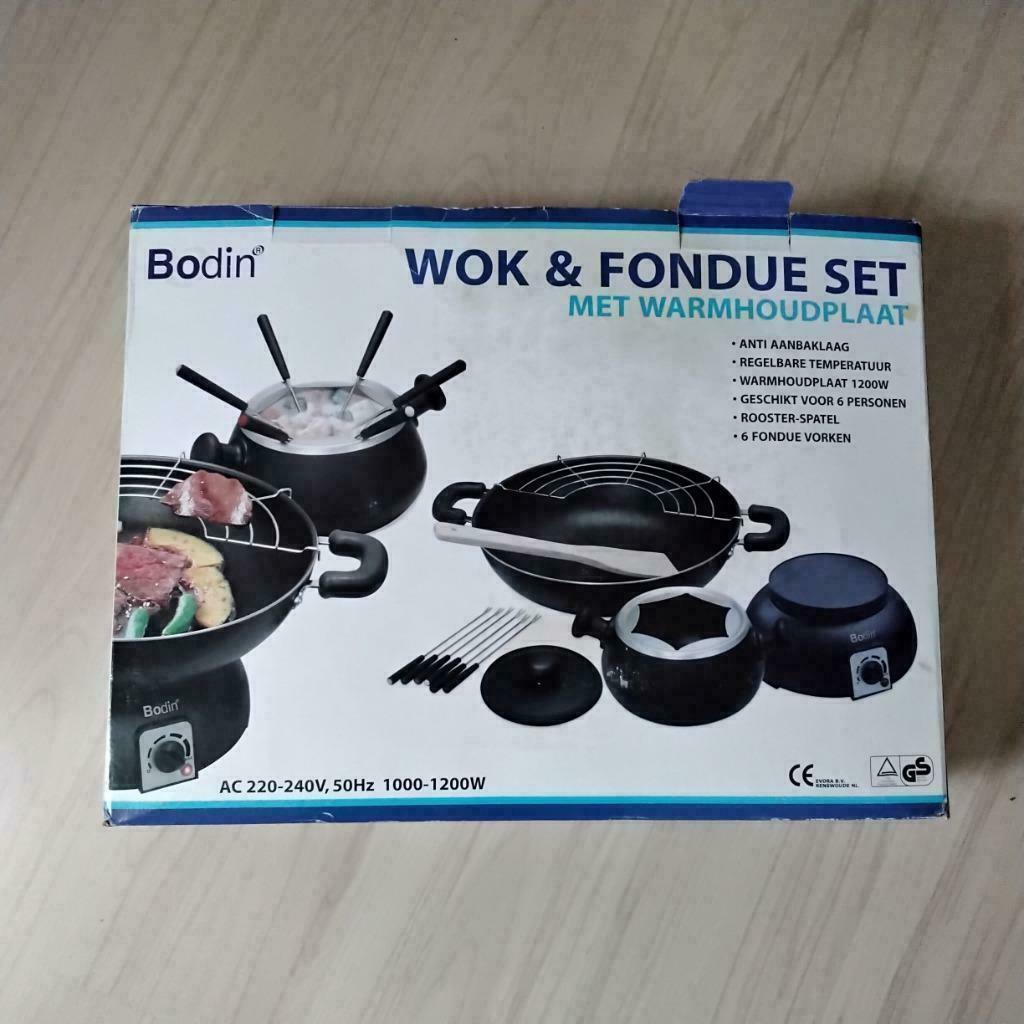 Wok en fondueset, Ophalen of Verzenden, Zo goed als nieuw, Wok