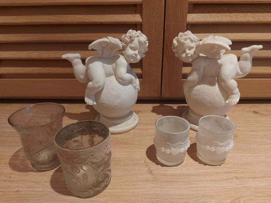 Decoratiesetje van 2 engeltjes, Verzamelen, Beelden en Beeldjes, Ophalen of Verzenden, Gebruikt, Overige typen