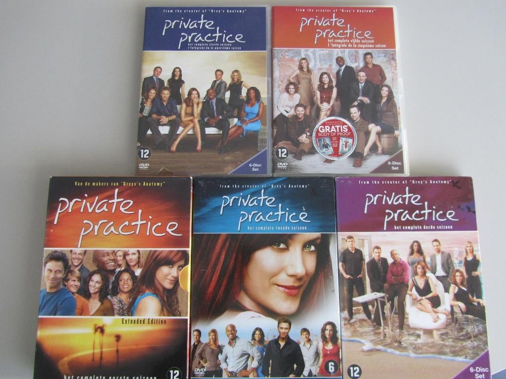 5 DVDBOXEN PRIVATE PRACTICE "SEIZOEN 1-2-3-4-5", Cd's en Dvd's, Gebruikt, Boxset, Drama, Ophalen of Verzenden
