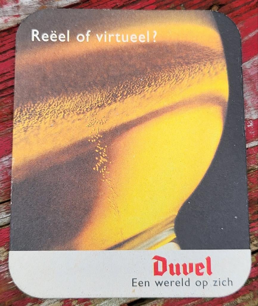 Duvel bierkaart Reëel of Virtueel, Verzamelen, Biermerken, Zo goed als nieuw, Duvel, Ophalen of Verzenden