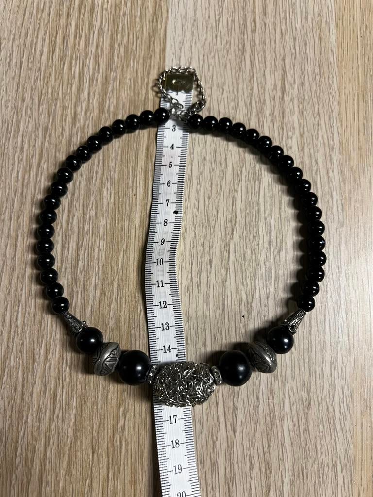 Halsketting, Handtassen en Accessoires, Kettingen, Overige materialen, Verstelbaar, Zwart, Ophalen of Verzenden