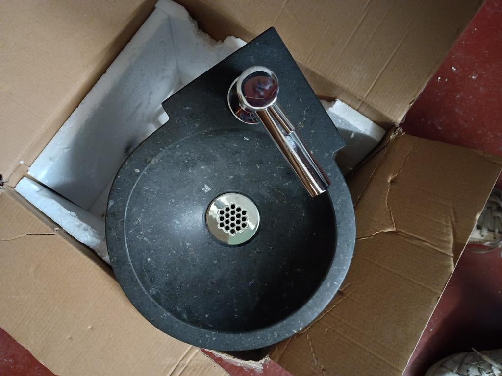 Hoeklavabo lavabo handenwasser in natuursteen, Doe-het-zelf en Bouw, Ophalen, Nieuw, Steen, Wastafel