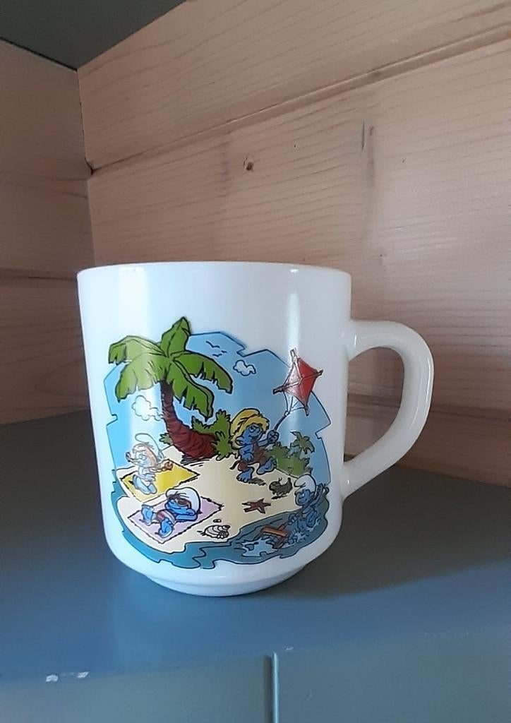 Mug à sac Le Schtroumpf en arcopal 1988, Collections, Enlèvement ou Envoi, Comme neuf