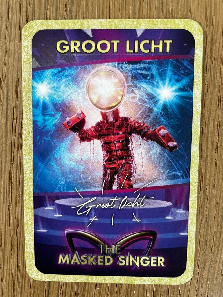 Verzamelkaart The Masked Singer Groot Licht, Ophalen of Verzenden