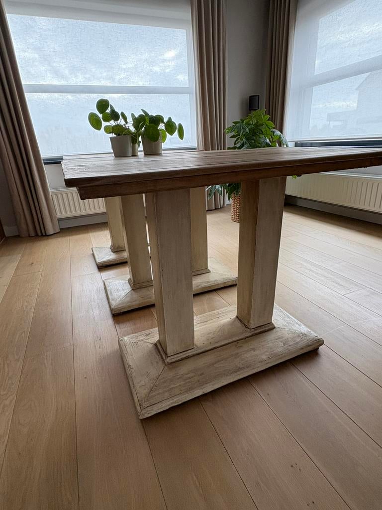 Hout antiek cafe tafel - MOET WEG DOE GERUST EEN BOD, Ophalen, Gebruikt