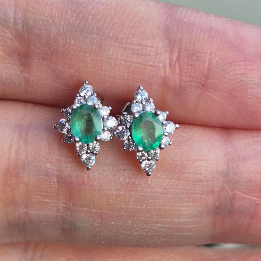 Boucles d'oreilles en émeraude naturelle en argent S925, Bijoux, Sacs & Beauté, Boucles d'oreilles, Puces ou Clous, Autres couleurs