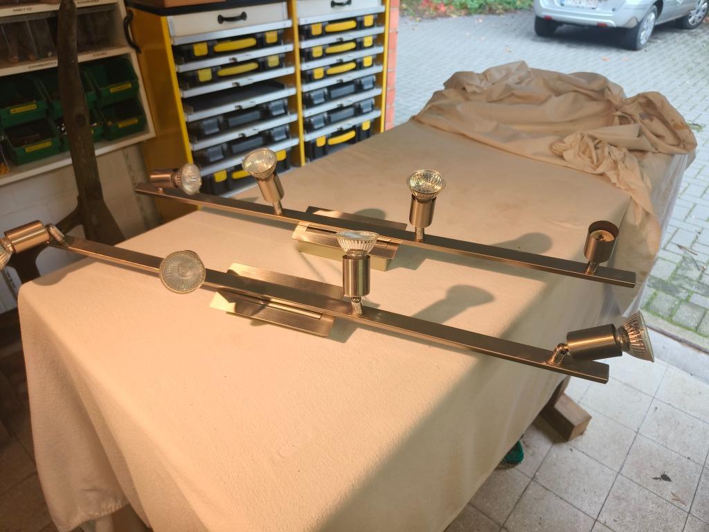 2 X DESIGN OPBOUW LICHTARMATUUR MET 4 RICHTBARE SPOTS - GU10, Ophalen of Verzenden, Zo goed als nieuw, Plafondspot of Wandspot