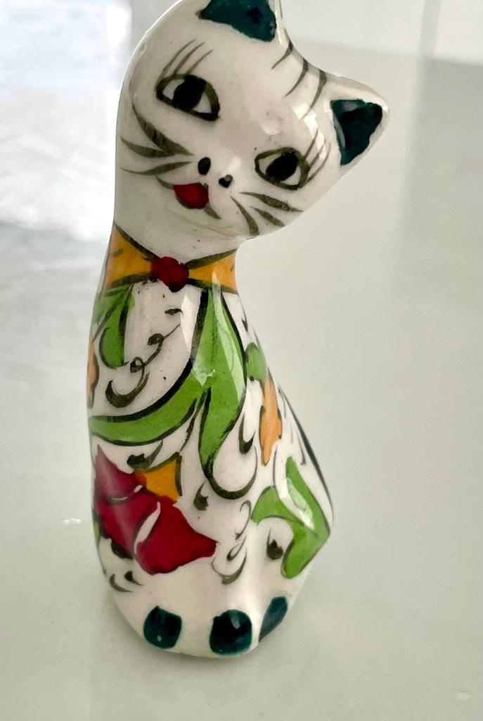 Vintage Handgeschilderde beeldje van een kat, Ophalen of Verzenden, Zo goed als nieuw