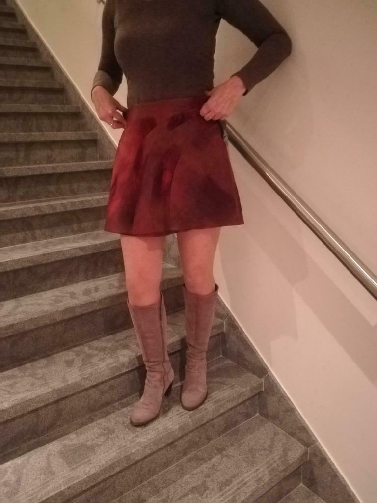 Leder kort rokje roestkleuren Lamon-Nuytens, Ophalen of Verzenden, Zo goed als nieuw, Maat 36 (S), Bruin