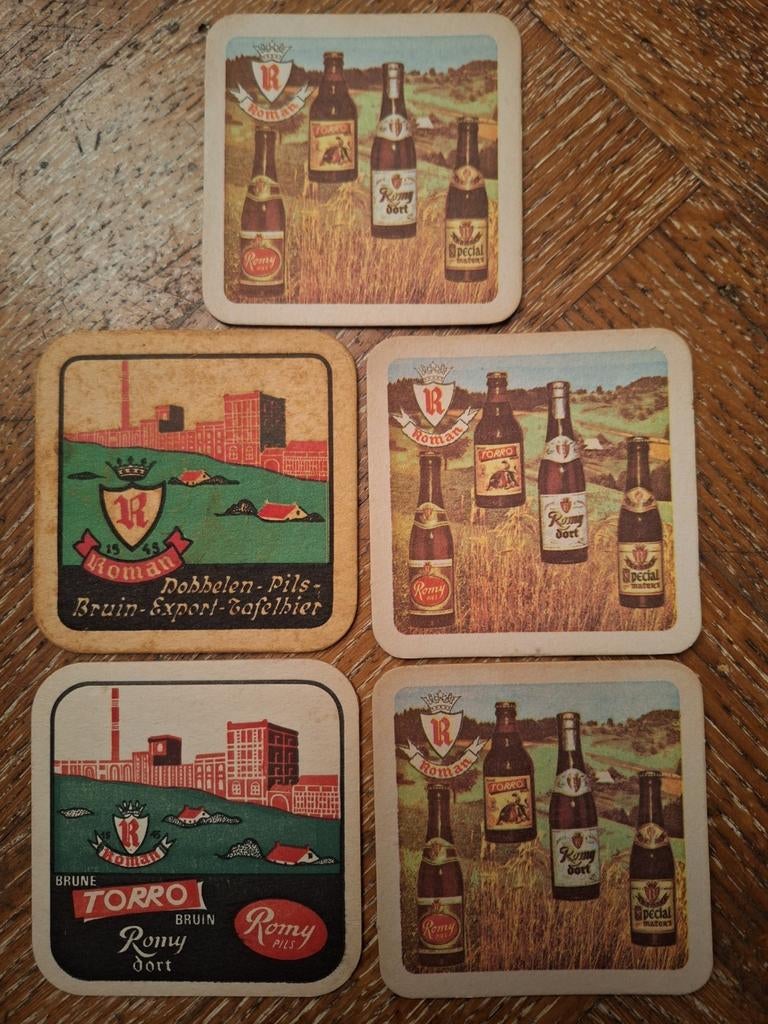 5x oude bierviltjes brouwerij Roman Oudenaarde, Verzamelen, Ophalen of Verzenden, Zo goed als nieuw