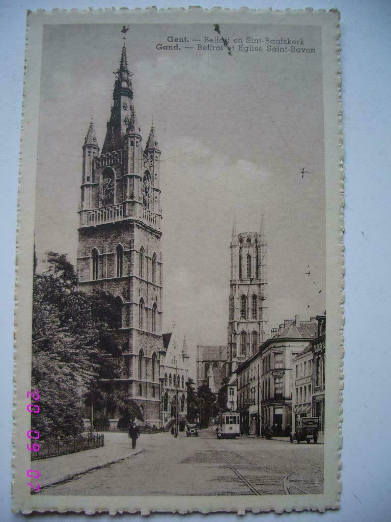 Postkaart : Gent : Belfort en St. Baafskerk 1948, Verzenden, 1940 tot 1960, Gelopen, Oost-Vlaanderen
