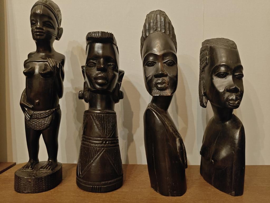 Ibeji Afrikaanse beeldjes ebbenhout, Antiek en Kunst, Kunst | Beelden en Houtsnijwerken, Ophalen of Verzenden