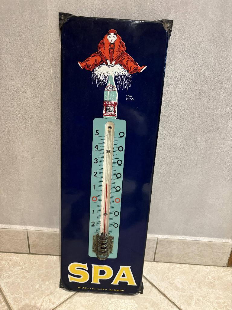 Spa emaille thermometer 1961, Verzamelen, Ophalen, Gebruikt, Reclamebord