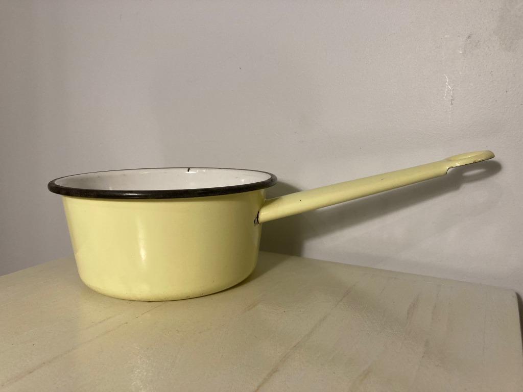 Casserole vintage en émail jaune, Enlèvement ou Envoi