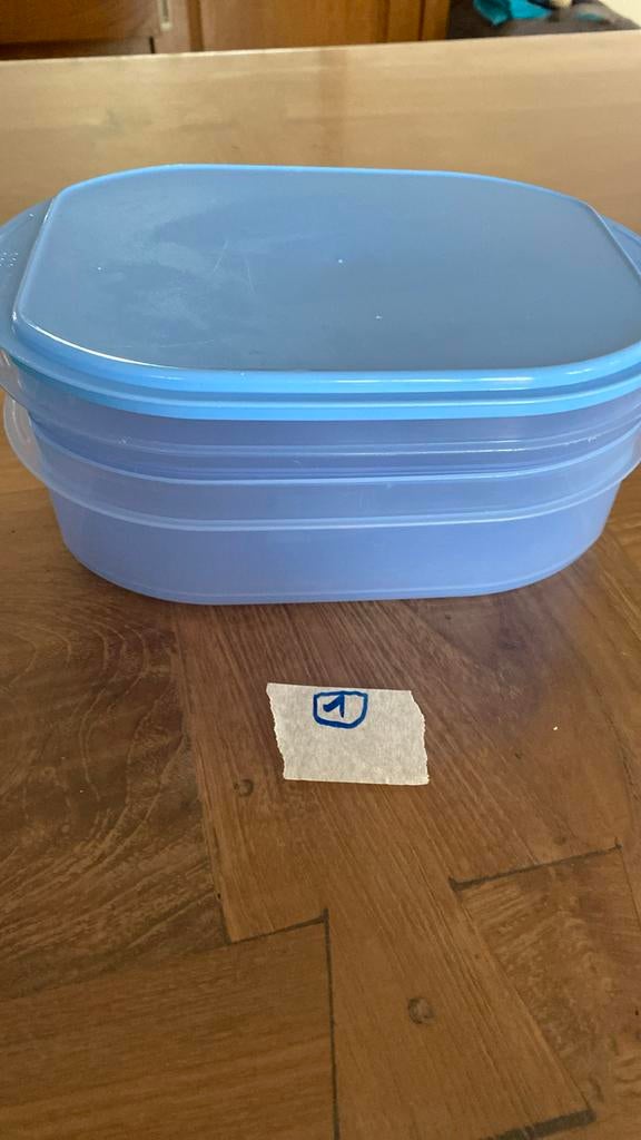 Tupperware charcuterie schalen in blauwe kleur1hoog1laag/dek, Maison & Meubles, Cuisine| Tupperware, Enlèvement, Utilisé, Balance