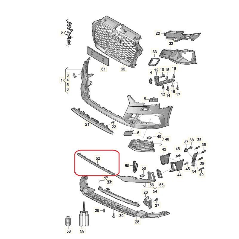 LISERET CENTRALE DE PARE CHOC AUDI RS3 8V (16-19) A PEINDRE, Autos : Divers, Tuning & Styling, Enlèvement