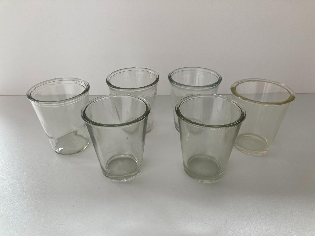 6 Oude glazen confituur / gelei potten 11 cm hoog, Antiek en Kunst, Ophalen of Verzenden
