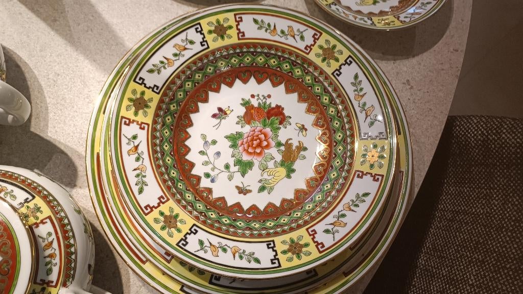 Service à dîner chinois peint main doré or fin 10 personnes, Enlèvement